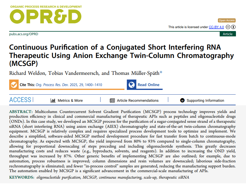 First peer-reviewed AIEX MCSGP for therapeutic siRNA